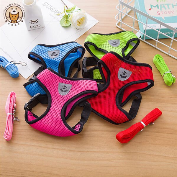 Adjustable Mesh Dog Harness & Leash Set – Soft Walking Vest for Small & Medium Dogs