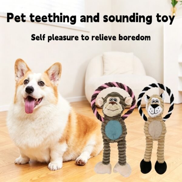 Plush Bone Dog Squeaky Toy Durable Chew & Teething Toy for Puppies and Dogs | Interactive Training Toy
